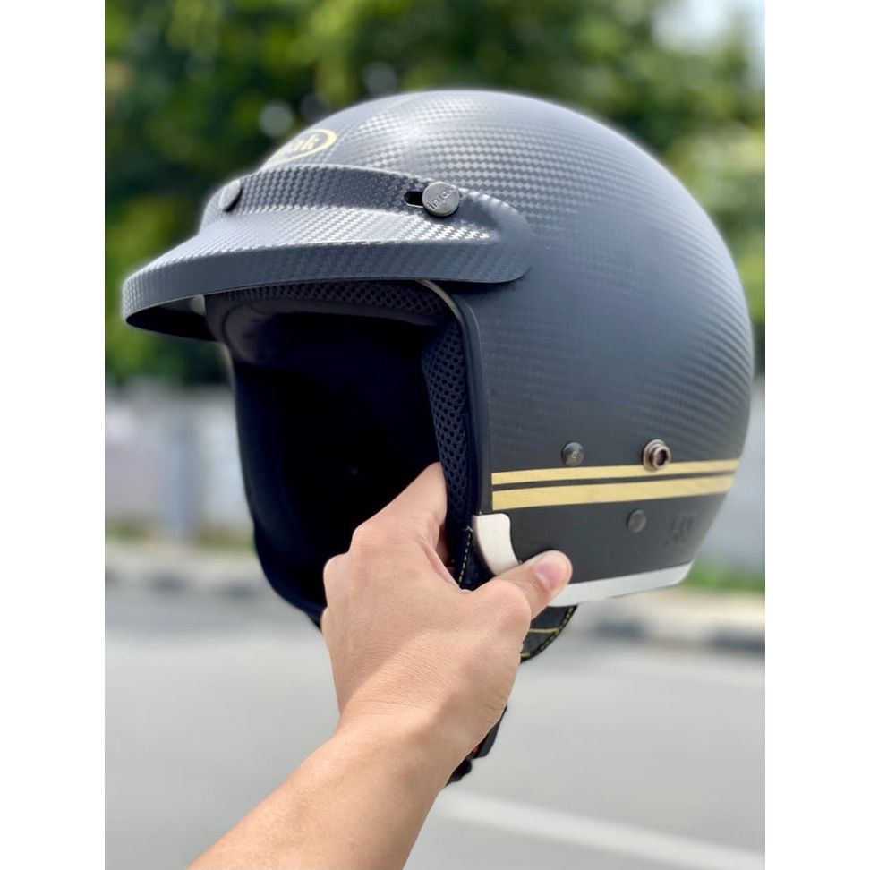 Helm Bogo Retro Dewasa Merk Injak Carbon Sni