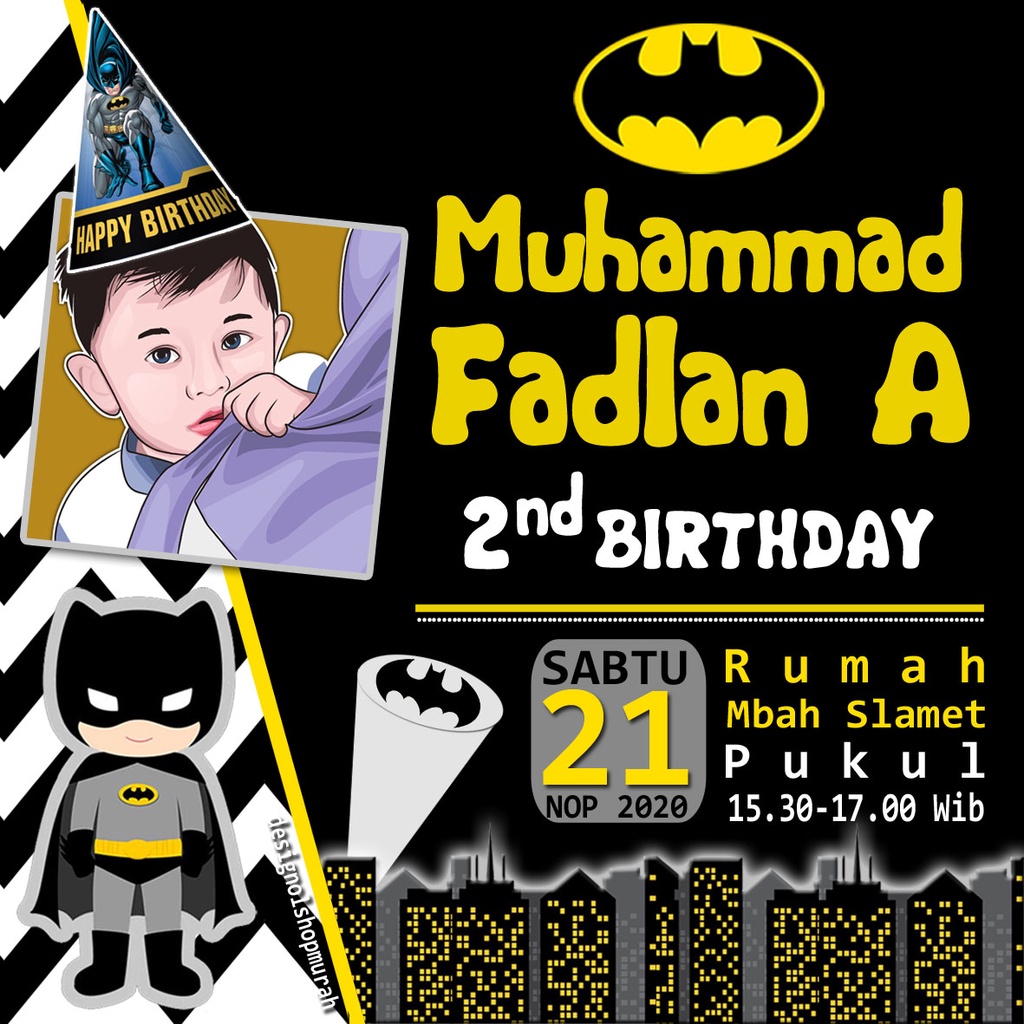 Undangan ulang tahun anak murah Undangan ultah murah Undangan ultah anak batman