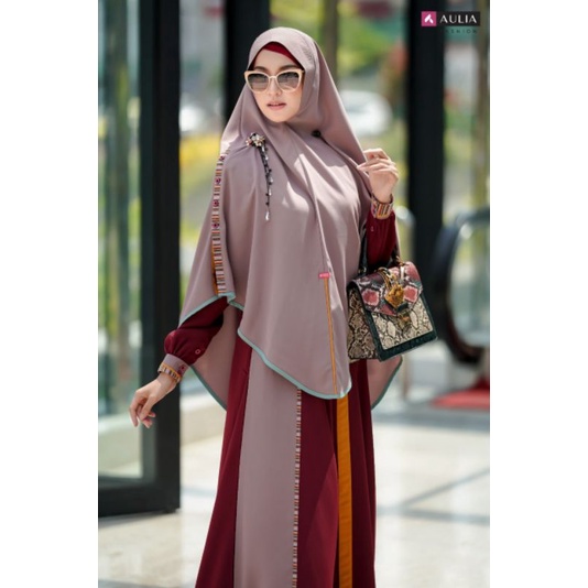 Set Gamis Aulia Fashion clarisha dark maroon