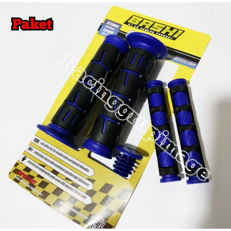 Sarung Gas Motor Plus Sarung Rem Motor Sepaket Handgrip Plus Karet Handle Rem - biru