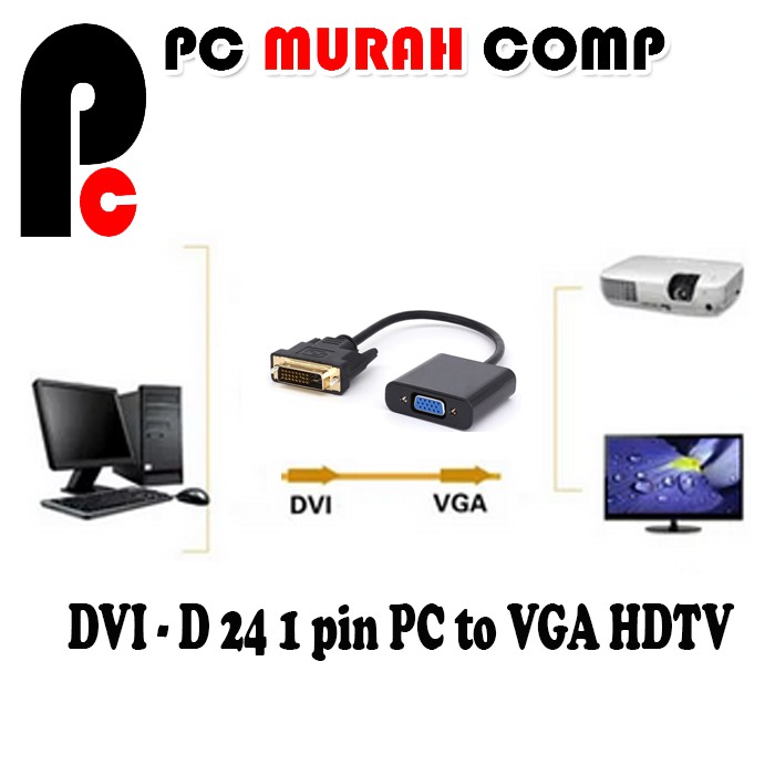 Converter kabel DVI to VGA Kabel | DVI-D 24 1 to VGA  HDTV Murah