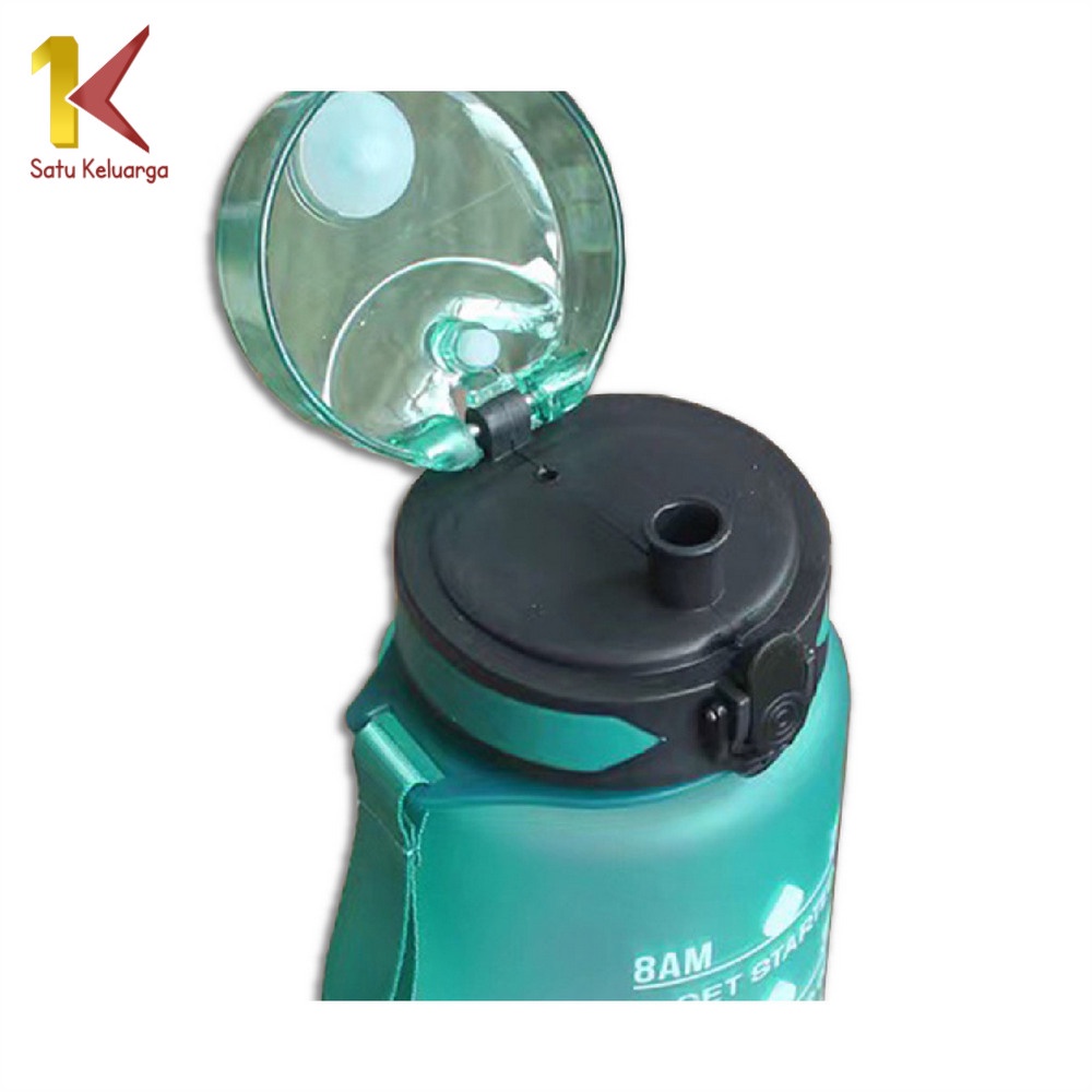Satu Keluarga Botol Minum 1 Liter C407 Gradasi Tumbler Olahraga Sport Unik Botol Motivasi Thumbler Penanda Waktu BPA FREE-4