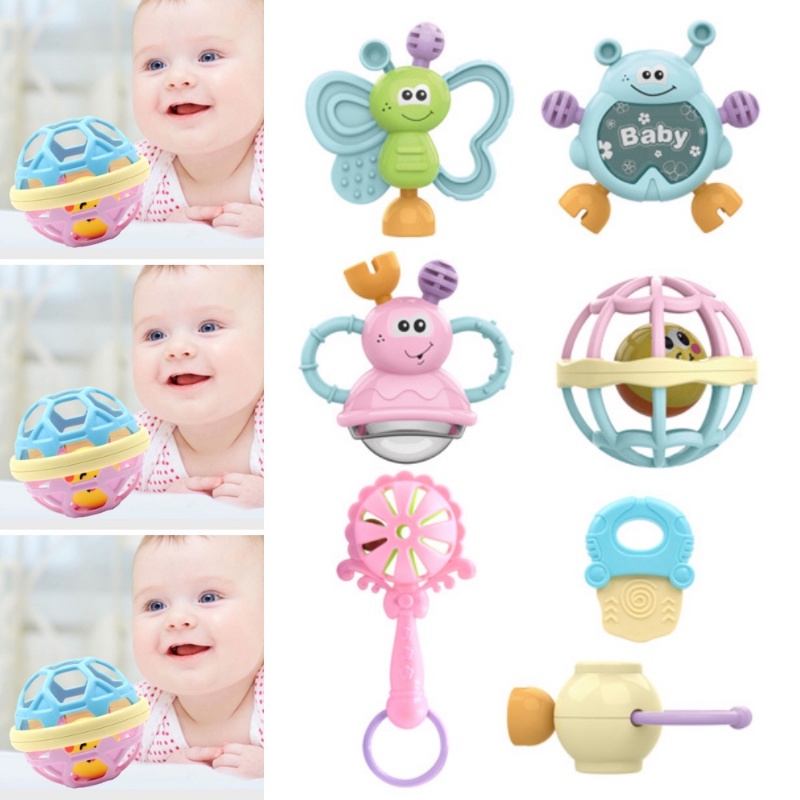 Baby Teether Rattle Teething Kit Mainan Gigitan Bayi Gigitan Bayi Teether Mainan Bayi 6 Bulan