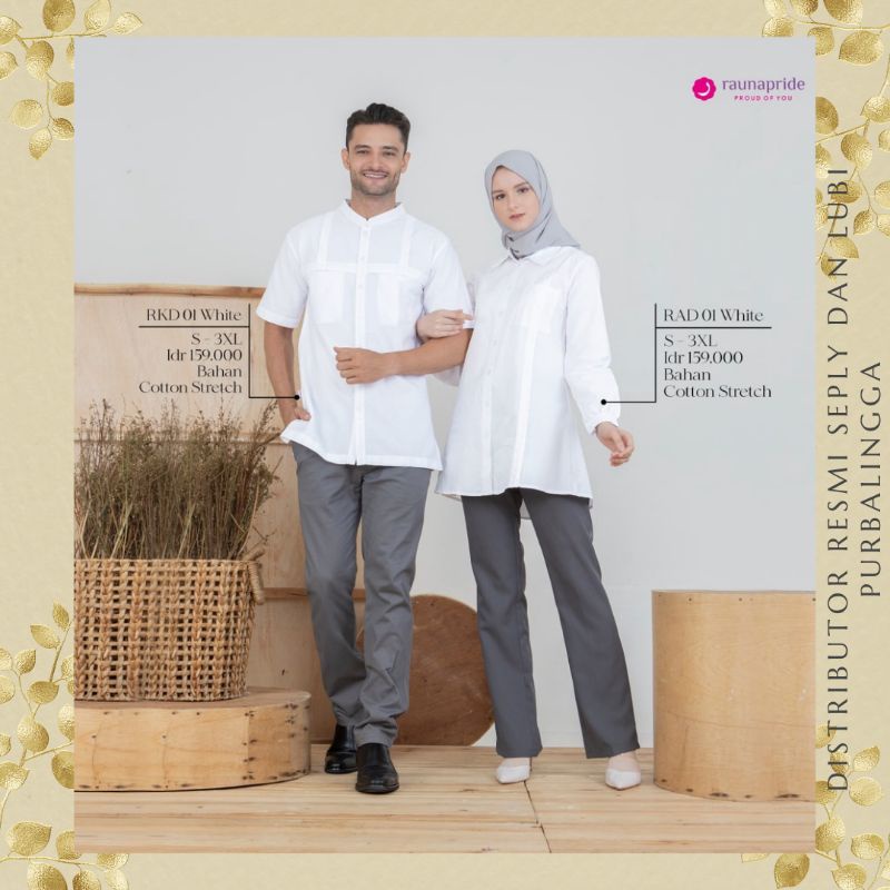 BAJU ATASAN KEMEJA PUTIH ATASAN WANITA DAN LAKI LAKI COUPLE RAD 01 DAN RKD 01 | PUSAT GROSIR BAJU BR