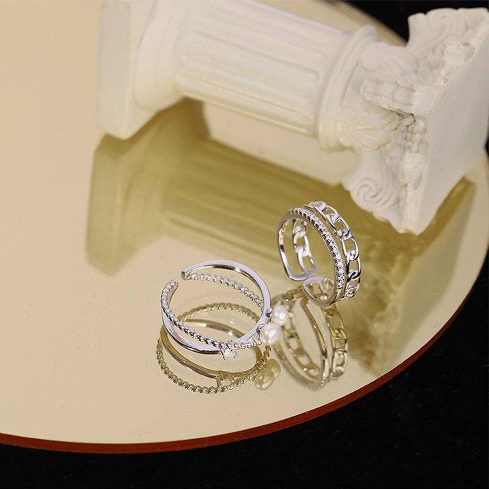 Mxbeauty Cincin Gaya Korea Gadis Ins Double-layered Minimalist Temperamen Adjustable Rings