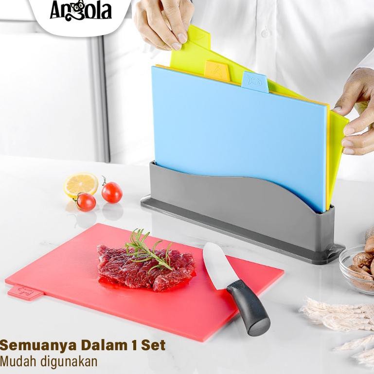 Angola Set Talenan Anti Slip E82 Chopping Board Classified Cutting Board 4 pcs 8K2