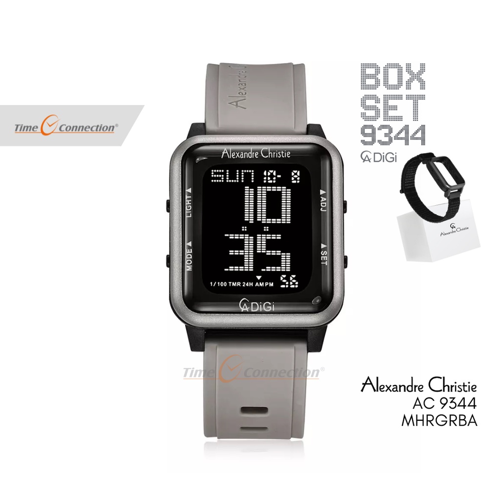 Alexandre Christie AC 9344 MHRGRBA Abu Abu Original / Jam Tangan Wanita Digital Karet / Gray Rubber 