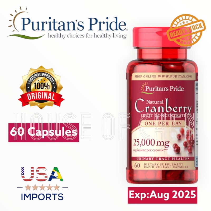 Jual PURITAN PRIDE Natural Cranberry One Per Day 25000mg 60 Capsules