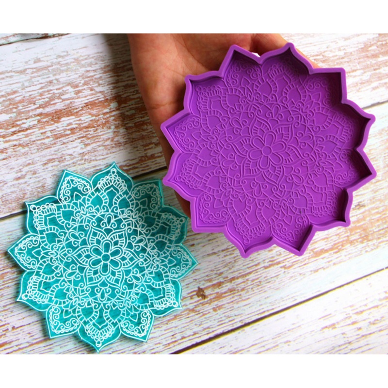 SIY  2 Pcs Mandala Coaster Epoxy Resin Mold Flower Cup Mat Casting Silicone Mould DIY Crafts Ornaments Decorations Mold