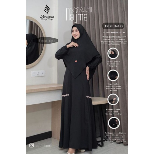 Gamis set khimar Najma As sheza S - XXXL oversize Azzura itycrepe premium hq terbaru manasik haji umroh lebaran series