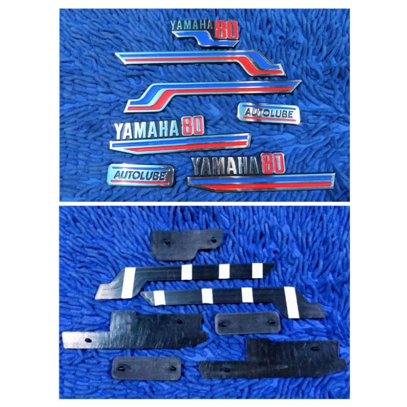 LOGO EMBLEM BODY SET YAMAHA V80 V 80 PLATINA TAHUN 1979-1980 (NEW OLD STOCK)