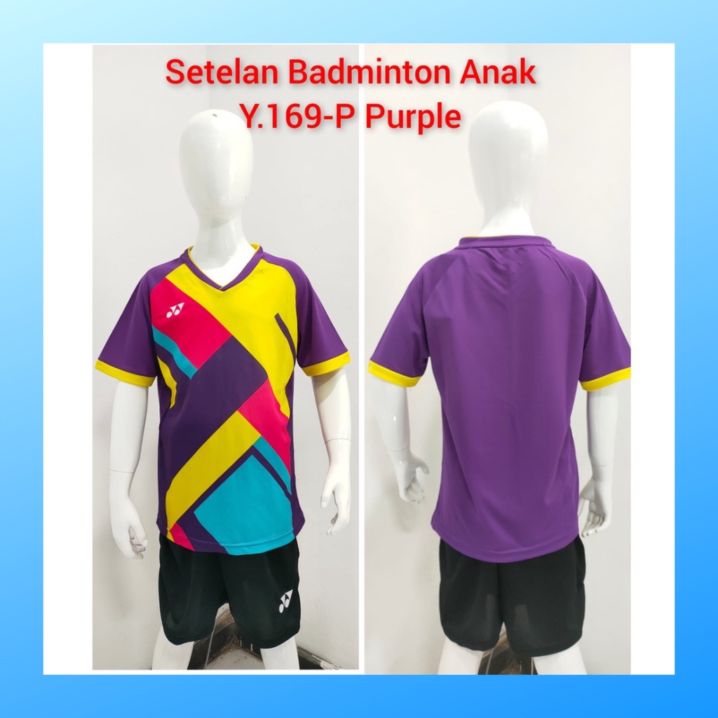 Kaos badminton anak laki-laki jersey bulutangkis baju celana setelan jersy perempuan stelan t-shirt outfit seragam kostum print olahraga casual suit pakaian jarsey oblong apparel sports jersi sudirman thomas uber cup bulu tangkis ST.Y169 ungu polos