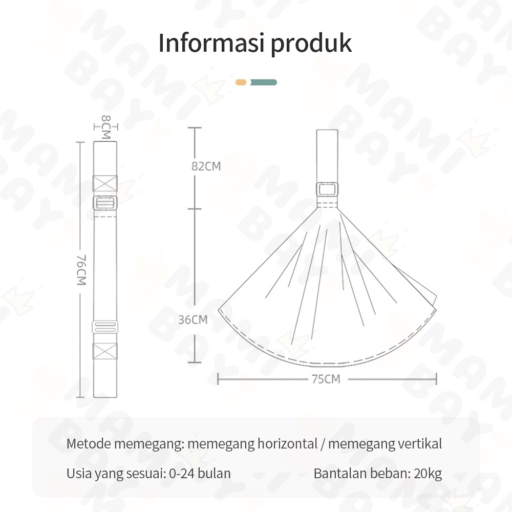 Mamibayi Gendongan bayi untuk 0-2 tahun baby carrier degan tali bahu lebar dan lebih tebal