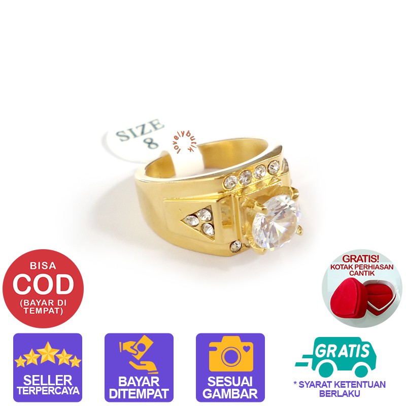 Lovelybutik Cincin Titanium Pria Anti Karat Silvest3r Cincin Pria Model Permata Mewah