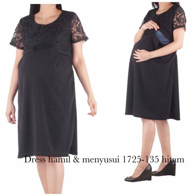 Baju hamil dress hamil dan menyusui 1725 hitam