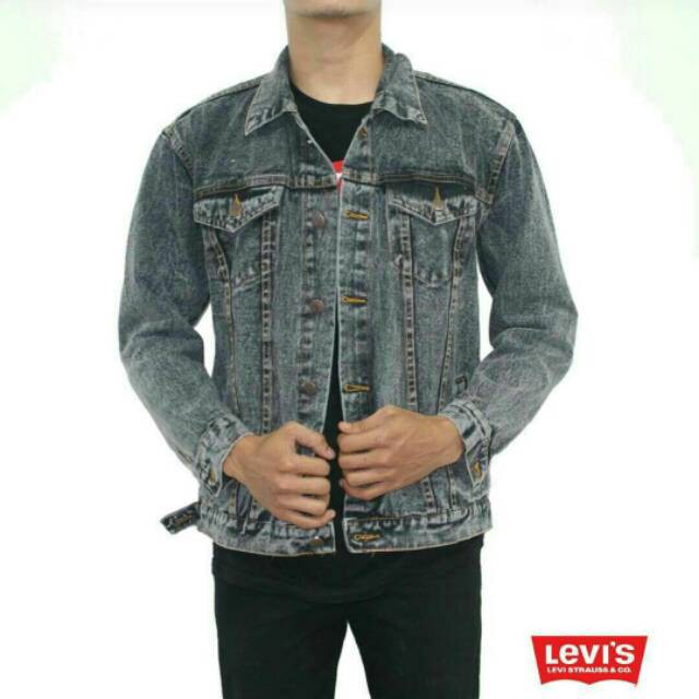 TERLARIS MODEL KPOP KOREA READY Jaket levis cowok pria sandwash black merah maron brown coklat