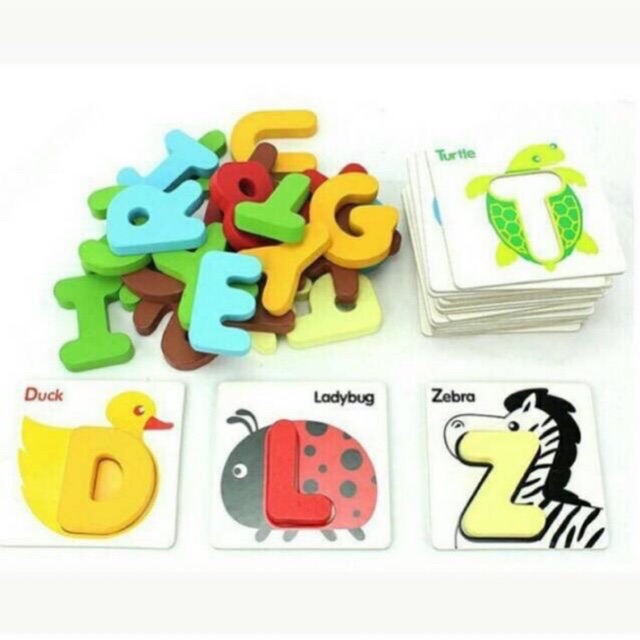 british Wooden puzzle alphabeth - mainan edukasi anak - hadiah anak cewek cowok