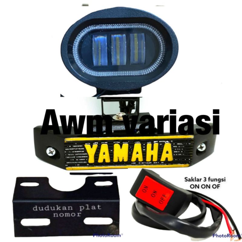 paket super ganteng yamaha rx king new dan tua kumis lampu owl 3 lensa ring biru/merah komplit sama breket nya