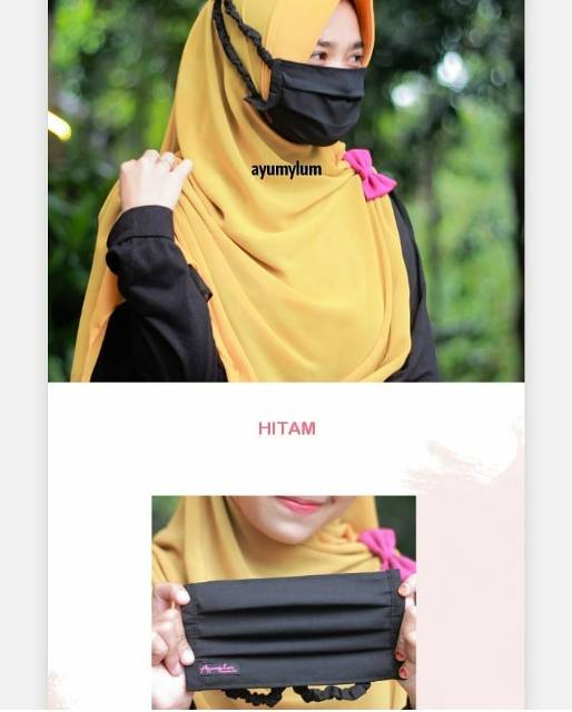 Masker kain hijab karet serut