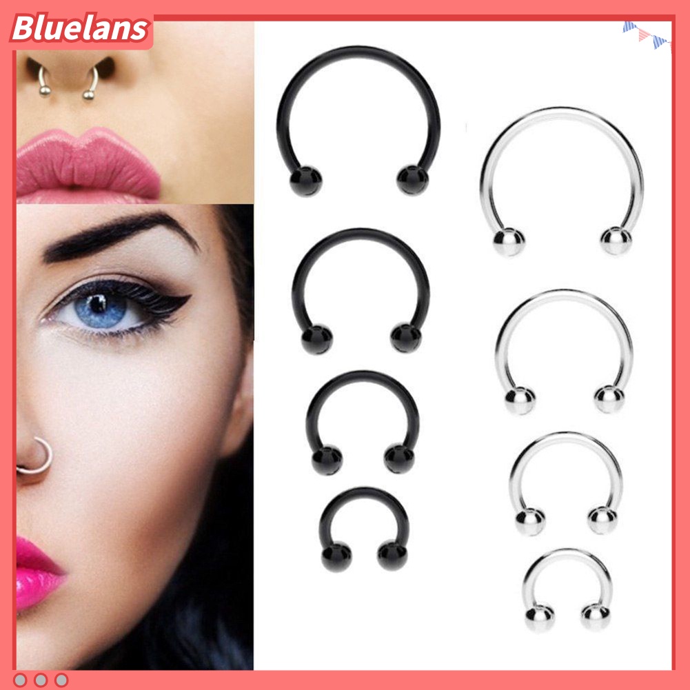 Bluelans 10 Pcs Stainless Steel Horseshoe Bar Lip Nose Septum Ear Ring Stud Body Piercing