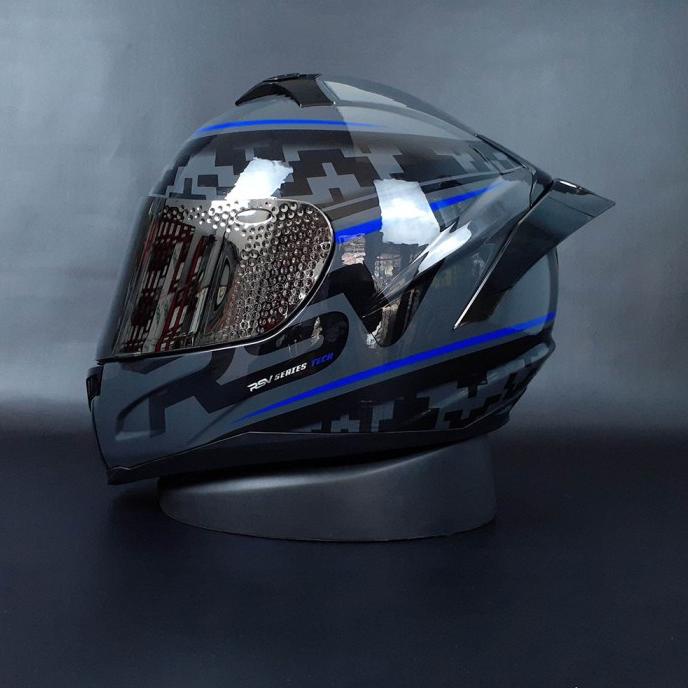 HELM FULL FACE - RSV FF500 BARCODE BLUE - PAKET GANTENG - RSV HELMET