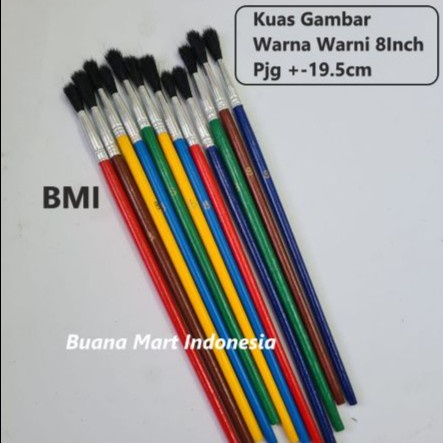 

Kuas Lukis | Kuas Gambar Warna Warni 8 Inch | Kuas Cat Air