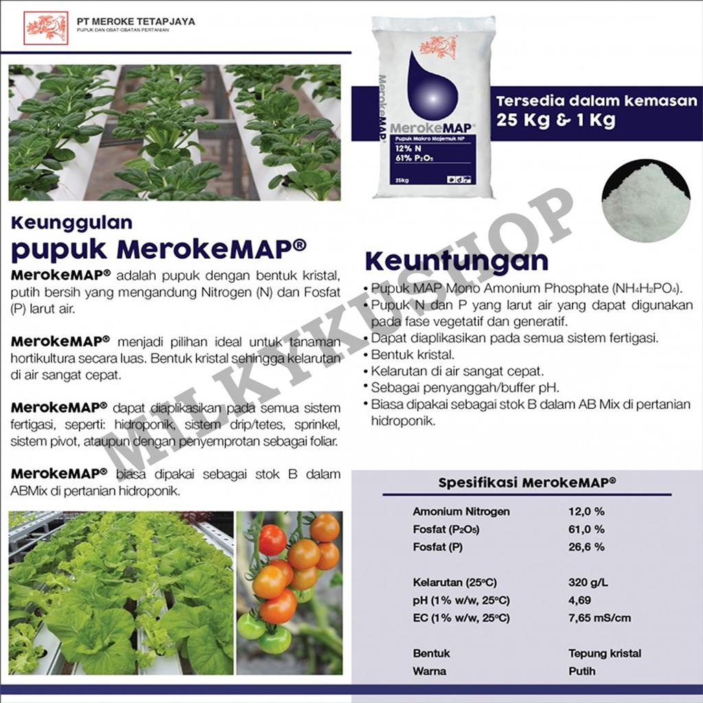 PUPUK MEROKE MAP 1 KG KEMASAN PABRIK HIDROPONIK MONO AMONIUM PHOSPHATE