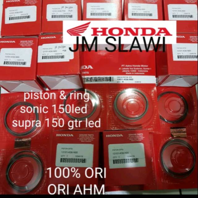 Piston kit piston ring sonic 150 led cb 150 led supra gtr 150 ori Honda