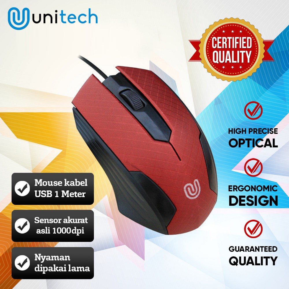 Optical Mouse Kabel USB G4 Unitech - Mouse Wired Kabel USB 1000DPI