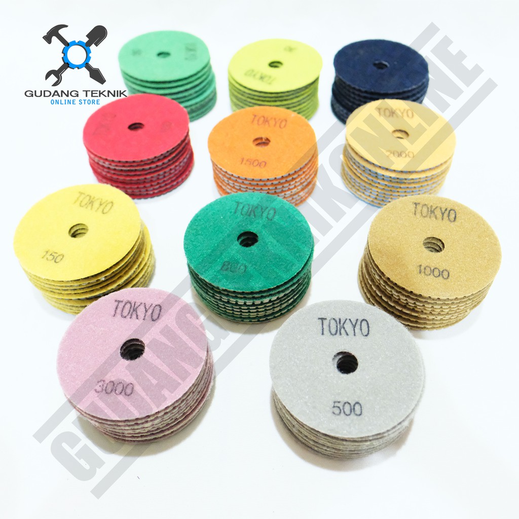 TOKYO Diamond Pad 4&quot; Grit 30 50 100 150 200 300 500 800 1000 1500 / Polishing Pads 4 Inch TOKYO - Poles Marmer Dan Granit