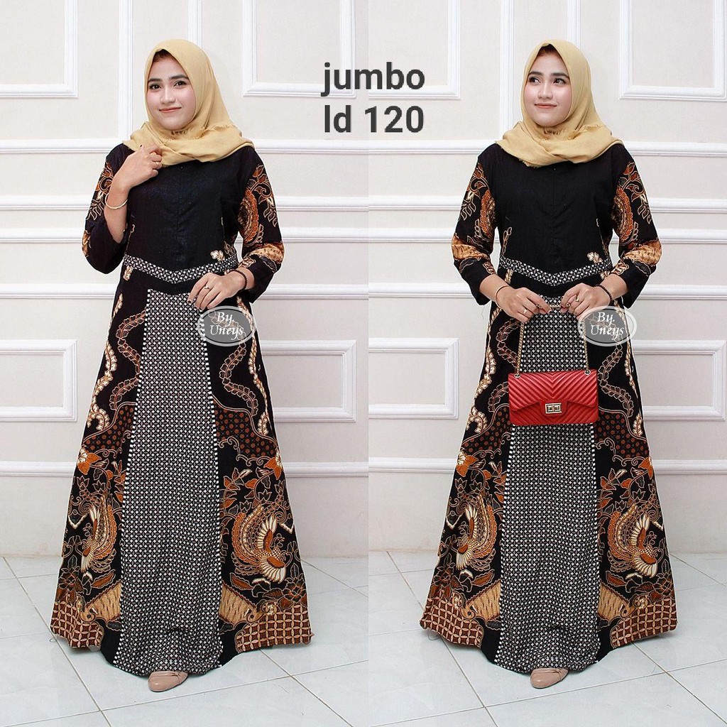 Gamis Batik Super Jumbo LD 110 Dan LD 120 Bahan Katun Motiv Terbaru Bisa Cod