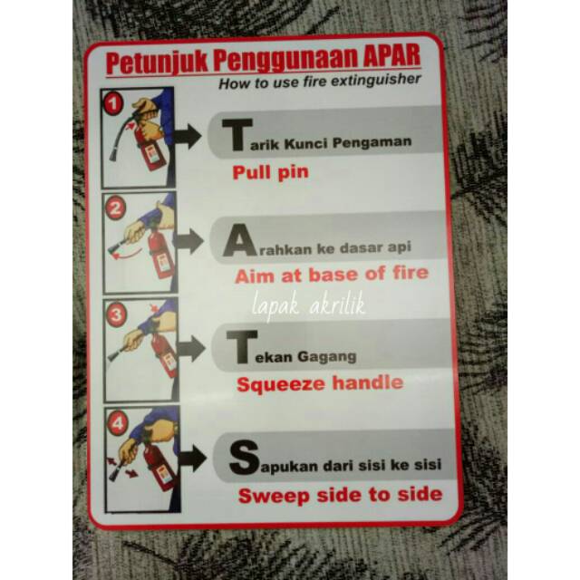 

Akrilik rambu petunjuk tatacara menggunakan APAR