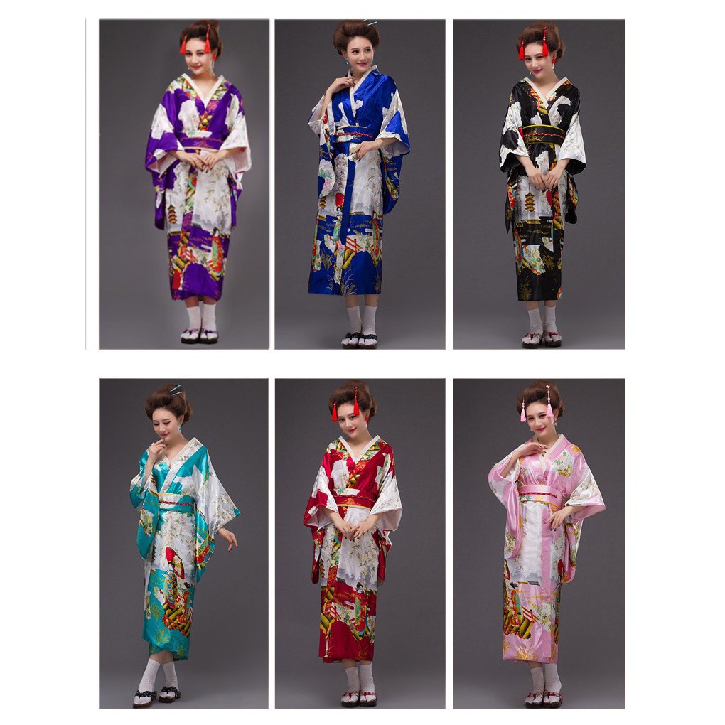 KIMO baju tradisional jepang kimono high quality satin cosplay yukata