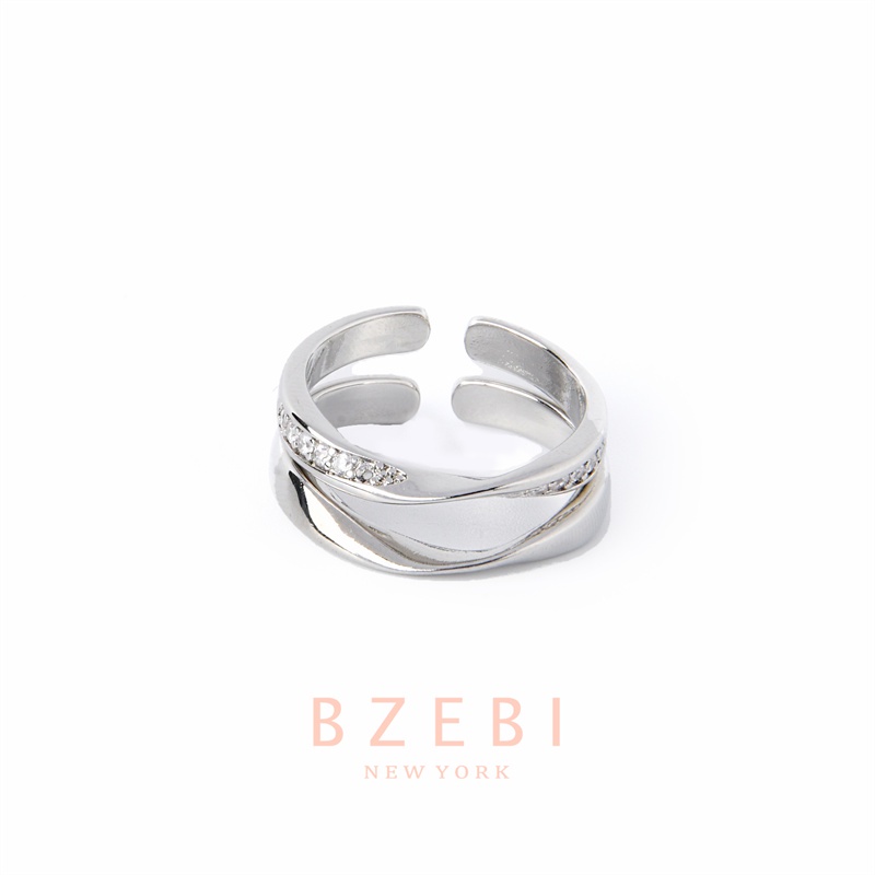 Bzebi Set Cincin Platinum 18k Minimalis Gaya Korea Dengan Kotak Untuk Pasangan / Pria / Wanita 887r