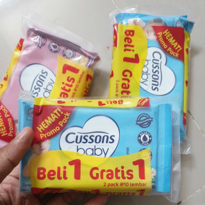 Buy 1 Get 1 Cussons Baby Wipes isi 10 sheet / Tisu Basah Bayi / Tisue Baby Wipes CUSSONS ISI (10+10)