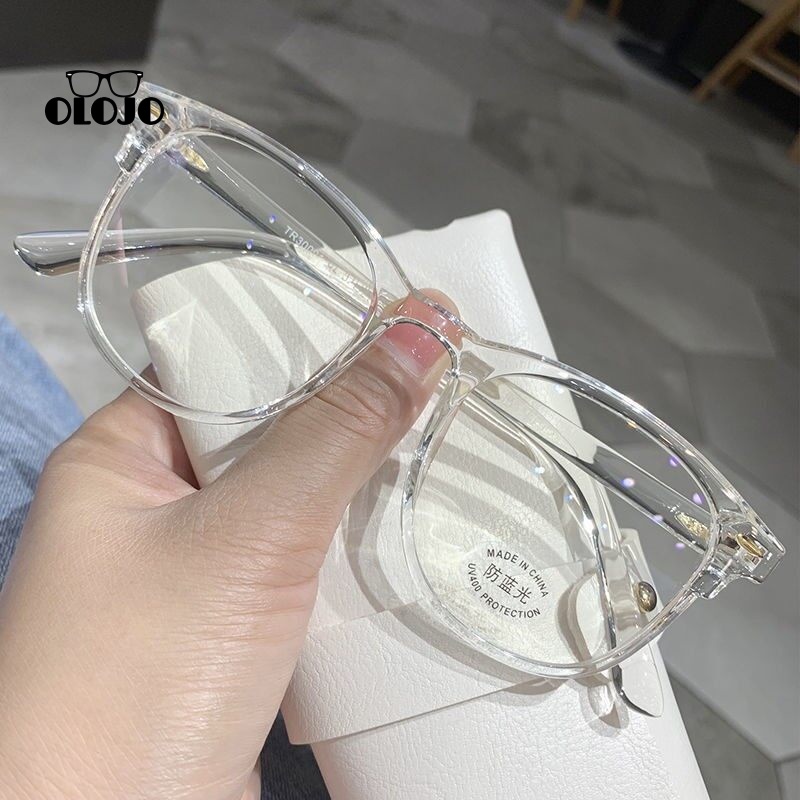 COD Kacamata Anti Radiasi Korea Wanita Kacamata Anti blue Untuk Pria Dan Wanita Fashion Gaya retro flat Eyeglasses OLOJO