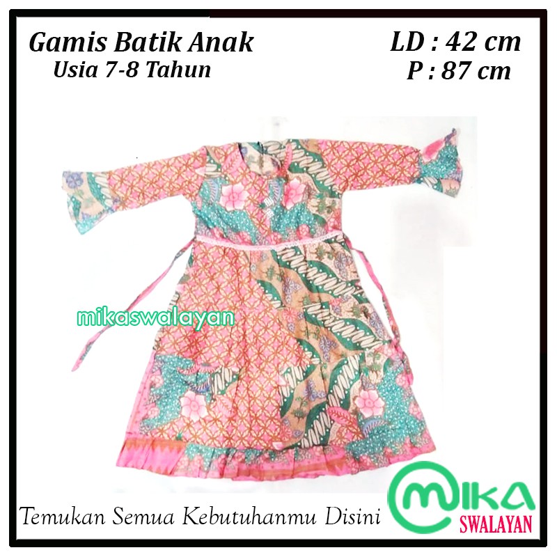 Gamis Anak perempuan Remaja Katun Motif batik Usia 7-8 tahun