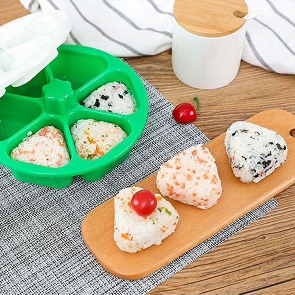 [Elegan] Sushi Maker Homemade Lunch Creative 6 Cavity Alat Pembuat Onigiri Anti Lengket Plastik