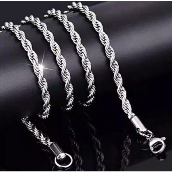 KALUNG TAMBANG TITANIUM  PRIA WANITA MODEL TAMBANG SILVER