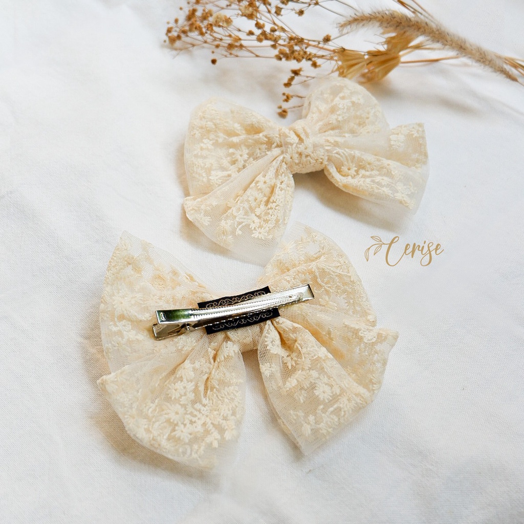 Sachi Hairpin | Jepit rambut pita lace korea putih hitam untuk anak dan wanita dewasa cantik manis