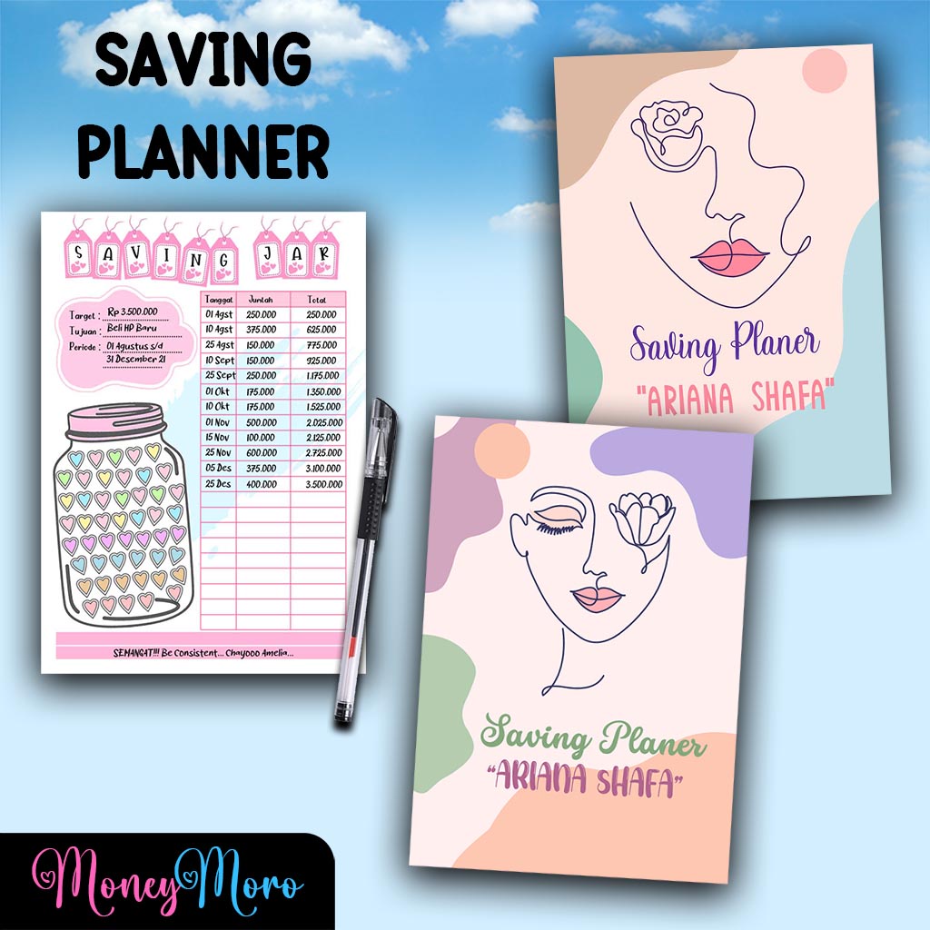 

MoneyMoro Saving Planner 07-08 / Saving Jar / Saving Tracker / Financial Planner / Buku Catatan Keuangan / Buku Tabungan Kode 03-04 Free Pulpen