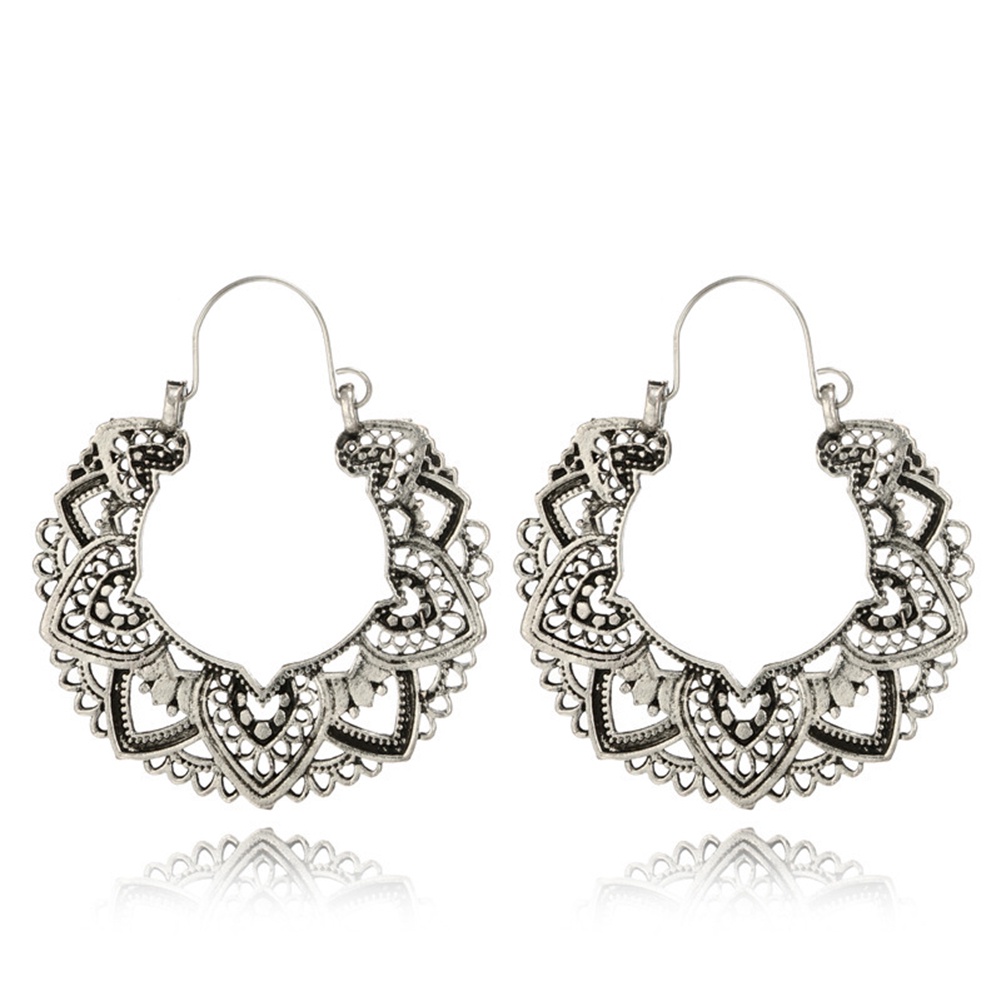 Hu Hu Hu Hu Hu Alat Bantu Pasang Kacamata♡ Anting Hoop Juntai Desain Bunga Mandala Hollow Out Gaya Gypsy Tribal Untuk Wanita