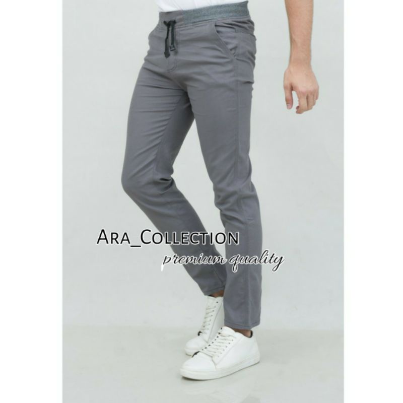 Diskon Celana Chino Panjang Rip Pinggang Karet Premium Size 27-38