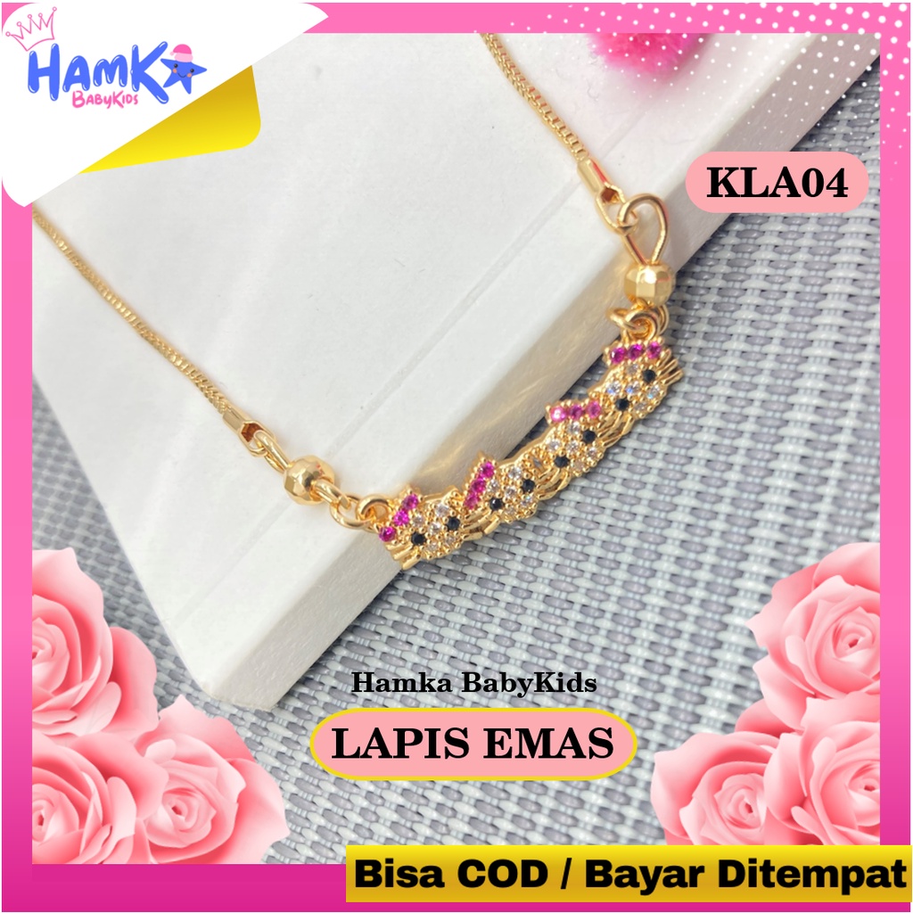 Perhiasan Kalung Anak Perempuan Permata Xuping Lapis Emas KLA04.06 Hallo Kitty Bayi Titanium