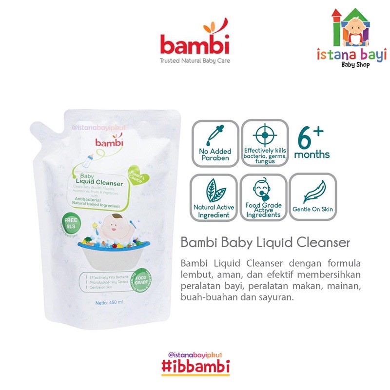 Bambi Liquid Cleanser 450 ml - Sabun pencuci Botol