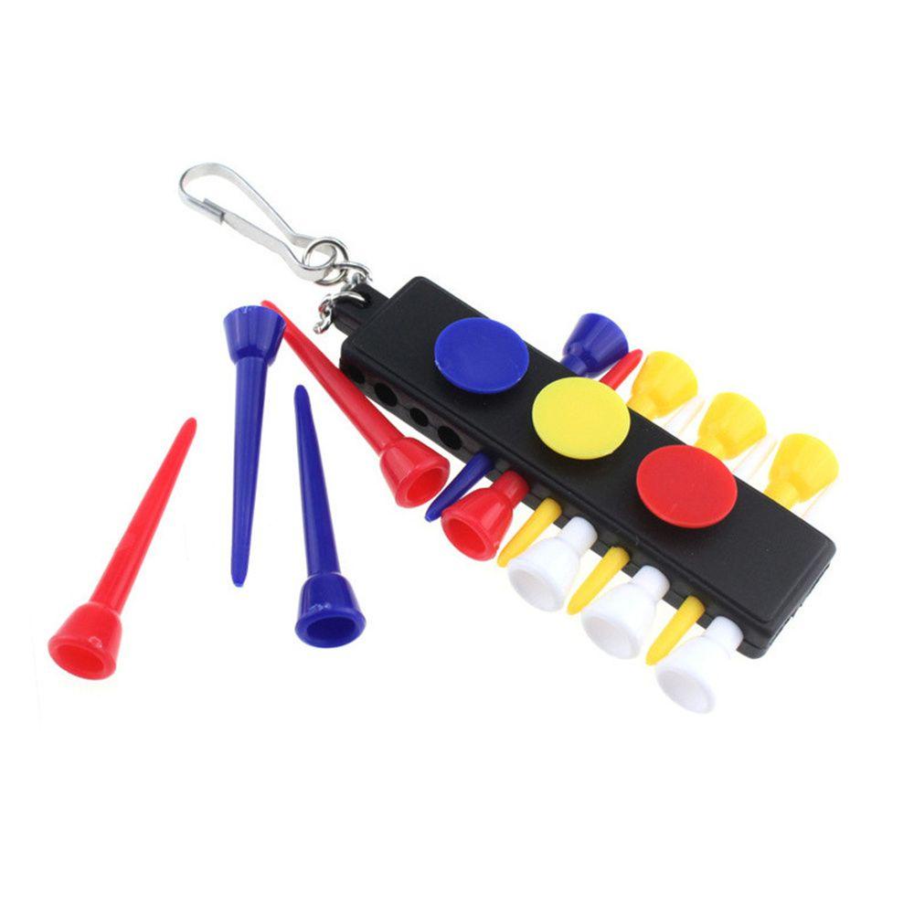 AUGUSTINA Golf Tee Holder Hadiah Suami Golf Accessorie Pecinta Golf Dengan Gantungan Kunci 3penanda Bola Plastik12Pcs Tee Golf Penanda Bola Golf