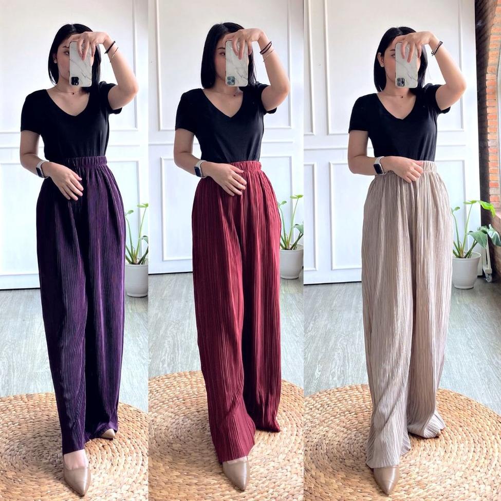 ZARA Pleated Cullote - Kulot Wanita Plisket Rempel - Celana Panjang Wanita - Original Branded "WNO. 