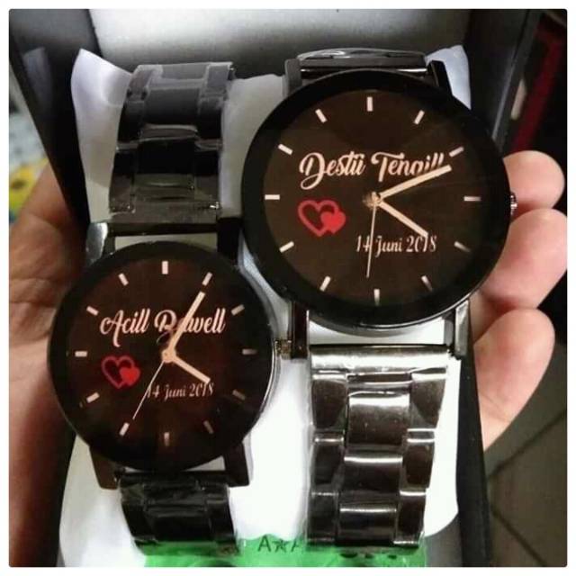Original JAM TANGAN COUPLE CUSTOM NAMA BISA PAKE POTO DAN NAMA BEBAS CISTOM MURAH Premium Kekinian