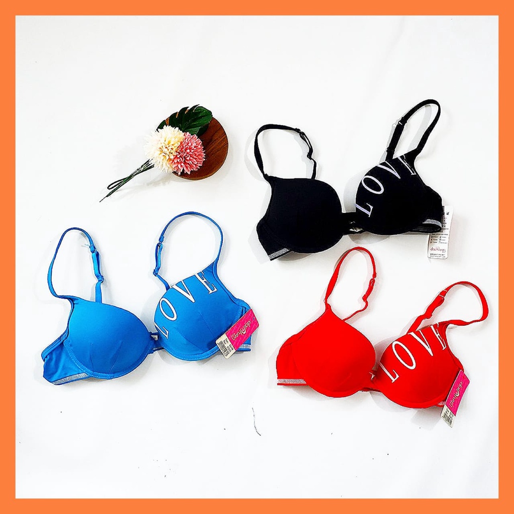 BRA/BH  PUSH UP DENGAN KAWAT MOTIF LOVE , BH IMPORT MURAH WANITA DEWASA