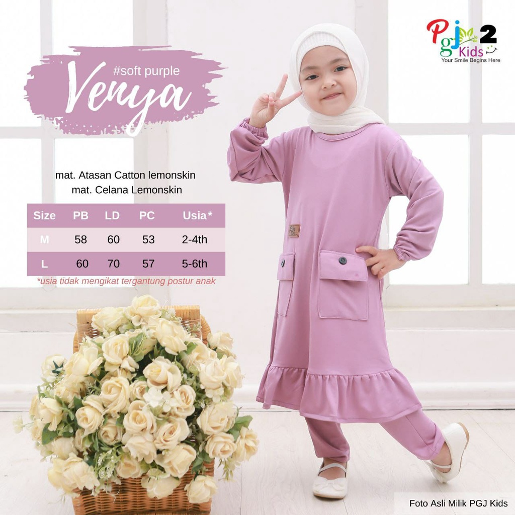 setelan anak perempuan 2-7 tahun mat lemon skin ori pgj | adena venya set-venya softpurple